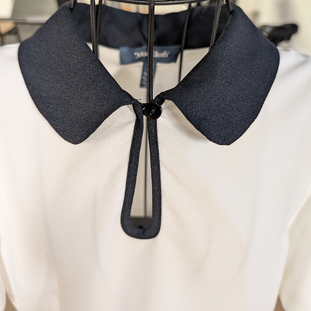 Modcloth White Top with Navy Accent - Picture 6 of 6